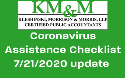 Coronavirus Assistance Checklist July 21, 2020 update