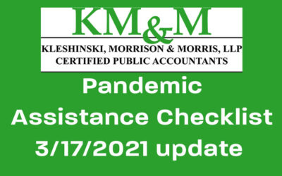 Pandemic Assistance Checklist update, March 17, 2021